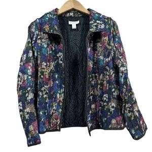 CHRISTOPHER & BANKS Womens Size M Jacquard Full Front Zip Career Blazer Jacket